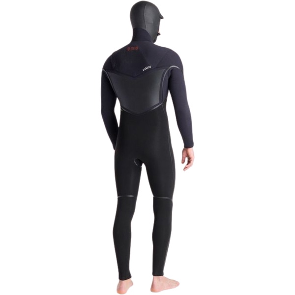 2025 C-Skins Mens NuWave Wired+ 6/5mm Chest Zip Hooded Wetsuit C-NWI65MH - Black / Black x / Rust